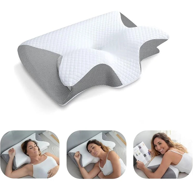 "Ultimate Comfort: 2-in-1 Memory Foam Cervical Pillow for Neck Pain Relief - Ergonomic Contoured Support!"